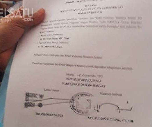 Persetujuan DPP Hanura Calonkan Deru-Mawardi Tanpa Usulan DPD