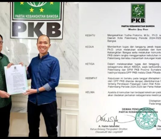 Maju di Pilwako Palembang, Yudha Pratomo Kantongi Rekomendasi PKB-Demokrat